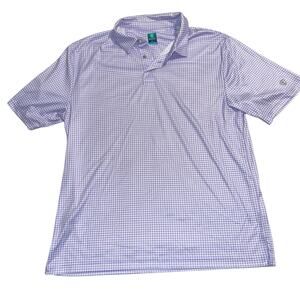 PRO TOUR Men's Lavender & White Gingham Print Short Sleeve Golf Polo Size L
